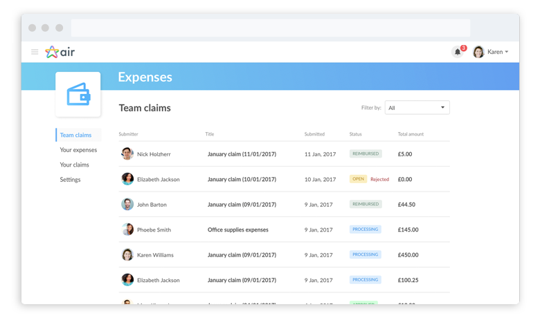 Air Expense reporting and management software