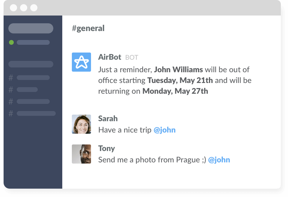 Slack notifications for absence, birthday, holiday, and more