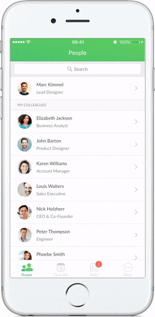 Air iPhone HR app - team people directory
