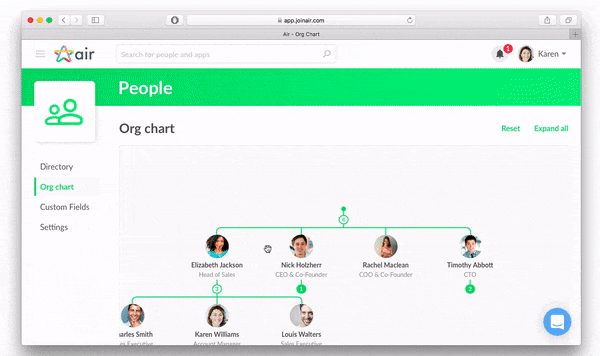 Air HR software People Directory Org Chart